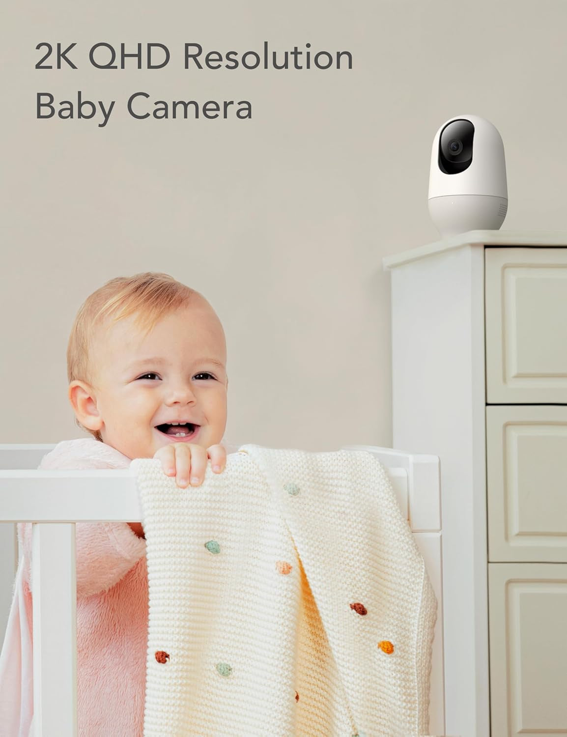 Baby Monitor Wifi Baby Monitor with Camera 360-Degree Baby Camera with 2K Night Vision Video Baby Monitor Camera, AI Motion Tracking Sounds and Motion Detection, Works with Alexa, SD Card/Cloud