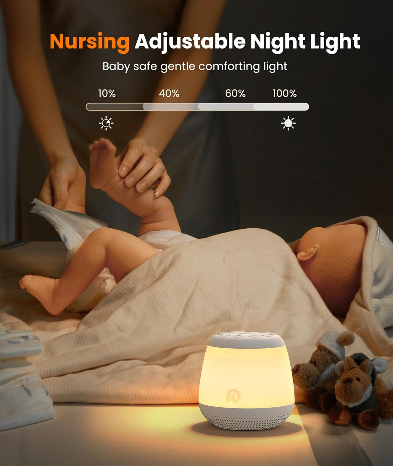 White Noise Machine, Portable Sound Machine with 8 Night Light for Baby Kids, White Noise Sound Machine with 24 Sounds, Pink&White Noise for Sleep Nursery Travel, Baby&Toddler Sleep Aid Gift