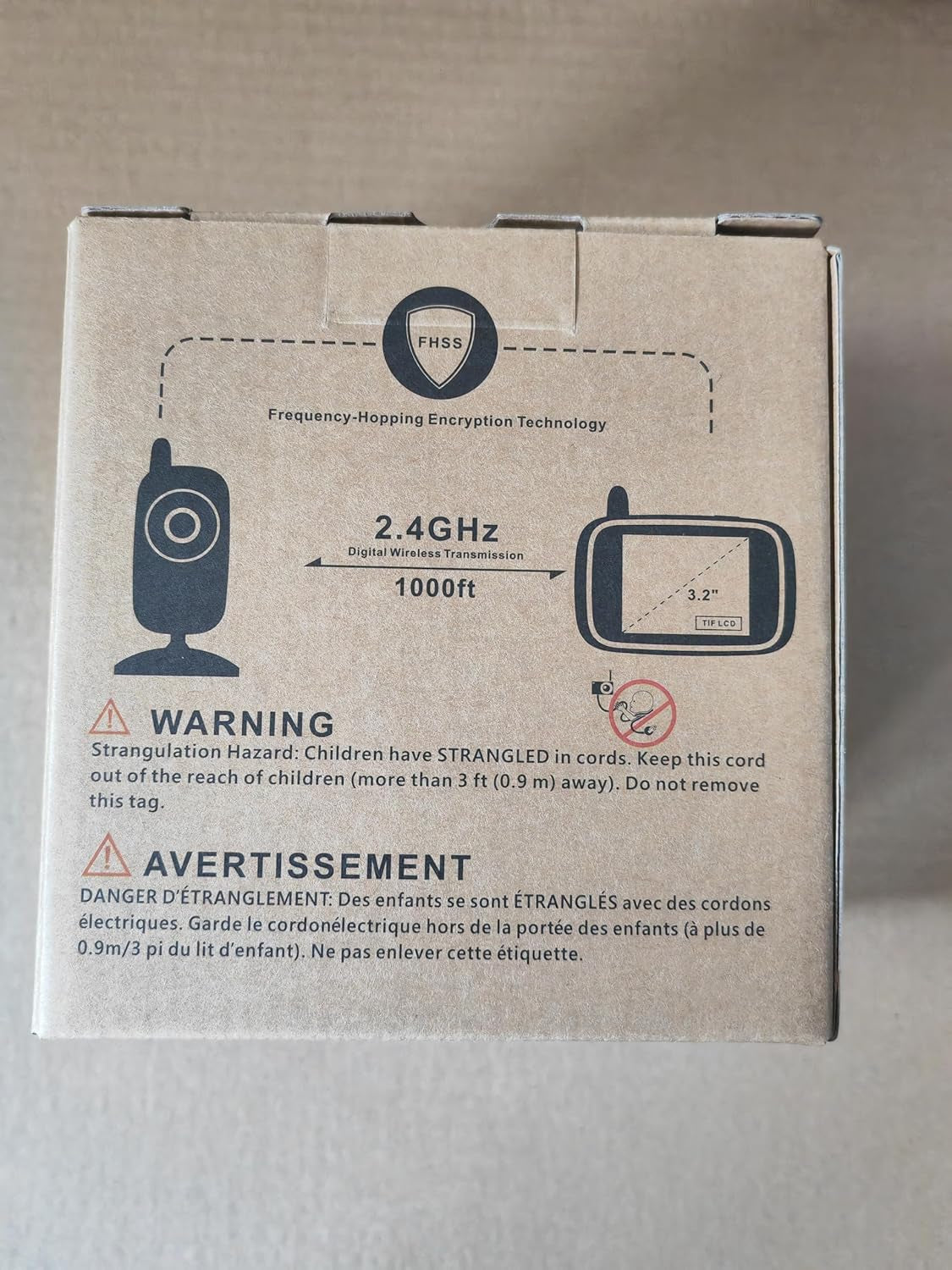 Wireless Video Baby Monitor with Camera and Night Vision, 3.2 Inch Screen Night Vision Temperature Monitoring & 2 Way Talkback System Lullabies UK Interface Plug (HB32)