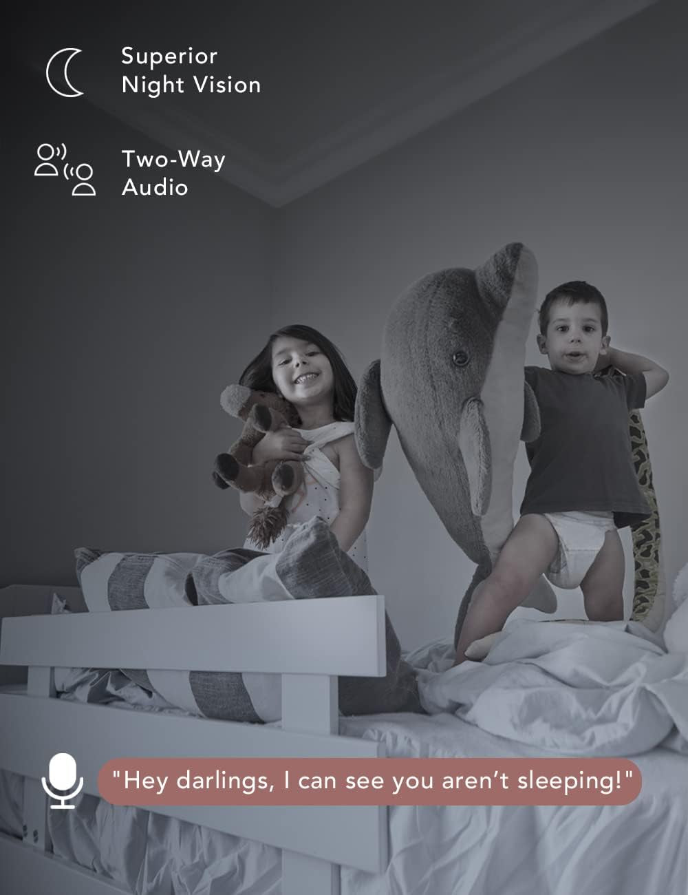 Baby Monitor Wifi Baby Monitor with Camera 360-Degree Baby Camera with 2K Night Vision Video Baby Monitor Camera, AI Motion Tracking Sounds and Motion Detection, Works with Alexa, SD Card/Cloud
