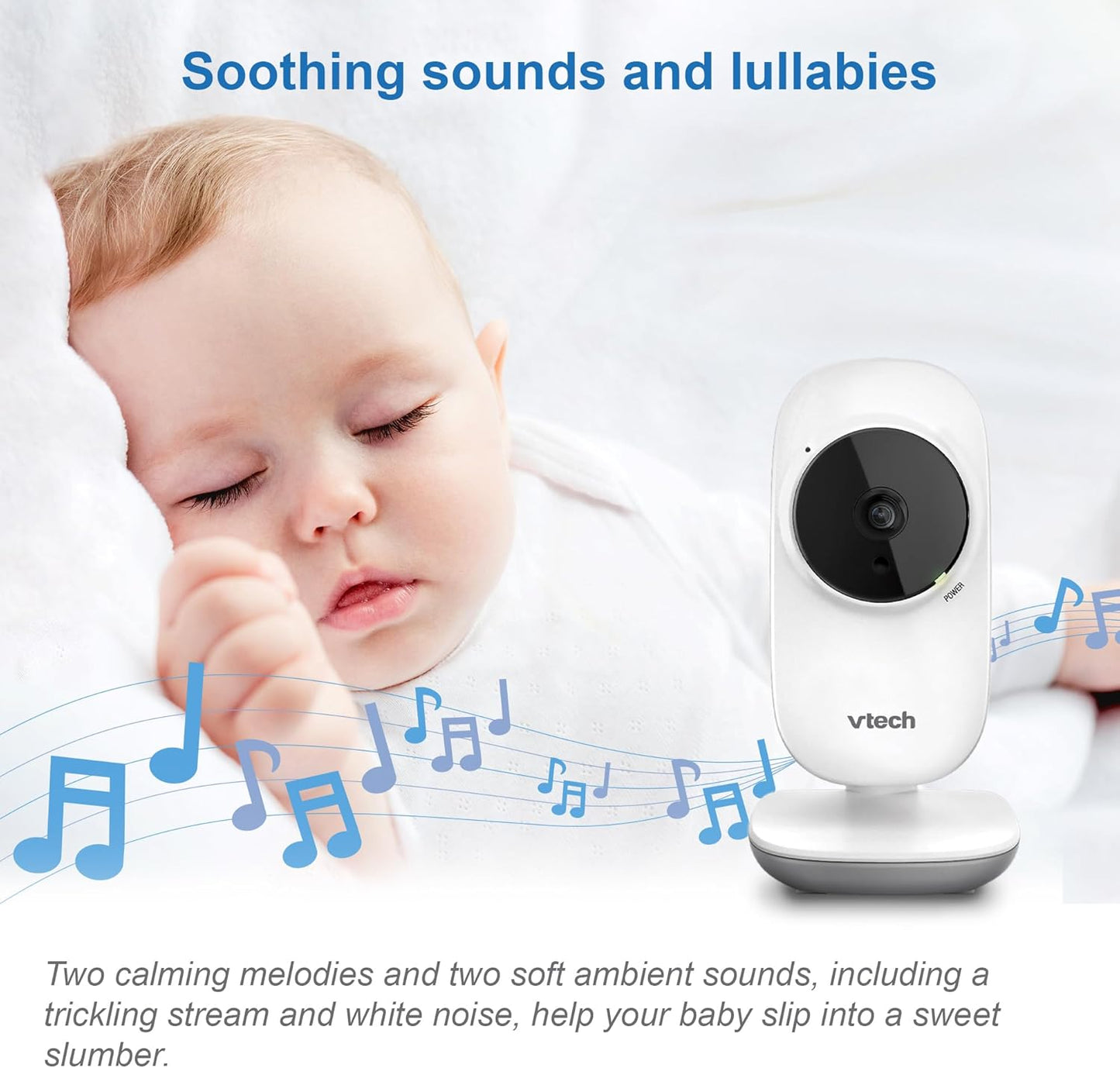 VM3250 Video Baby Monitor with Camera,300M Long Range, Baby Monitor with 2.8" LCD Screen,Up to 19-Hr Video Streaming,Night Vision,Secured Transmission,Temperature Sensor,Soothing Sounds,2X Zoom