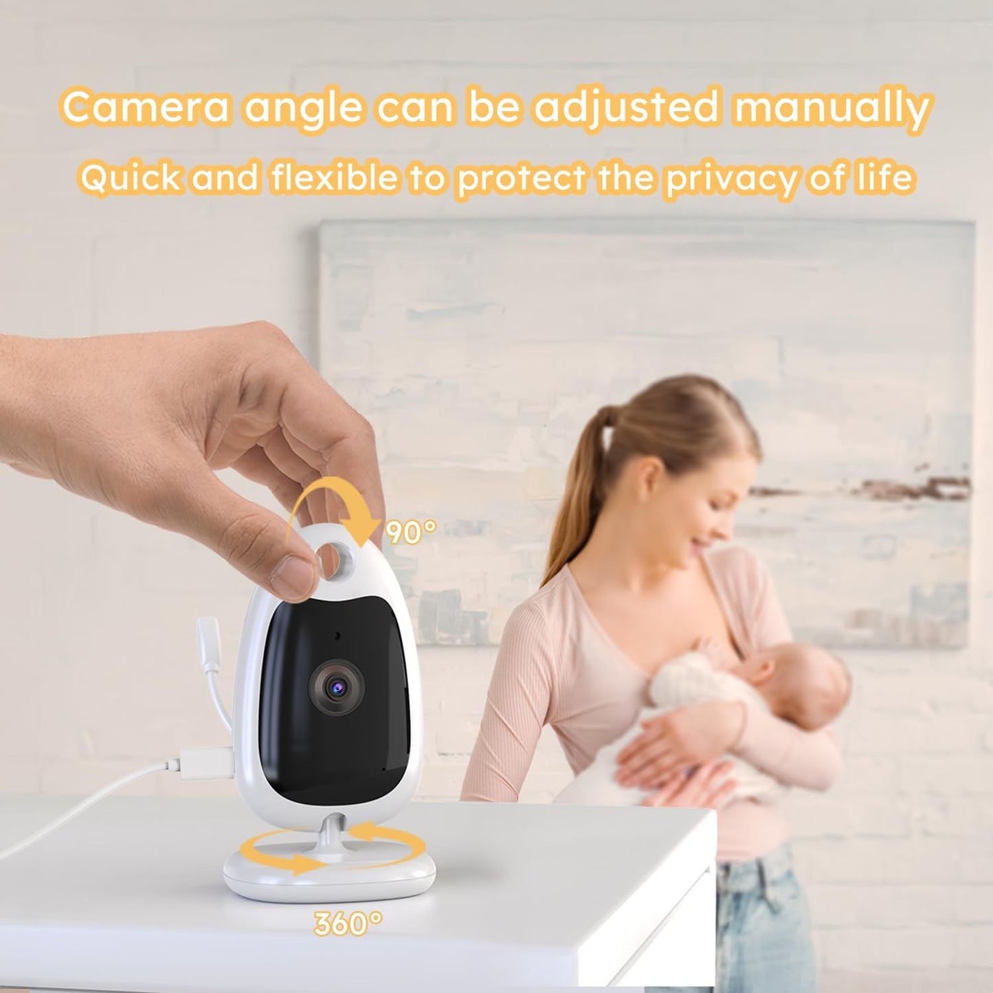 Baby Monitor with Camera and Night Vision, No Wifi, Two-Way Audio, 720P, ECO Mode, Battery, 8 Lullabies, Feeding Reminder, Smart Temperature Sensor, 2'' Screen, Elder/Pet, Video Baby Camera