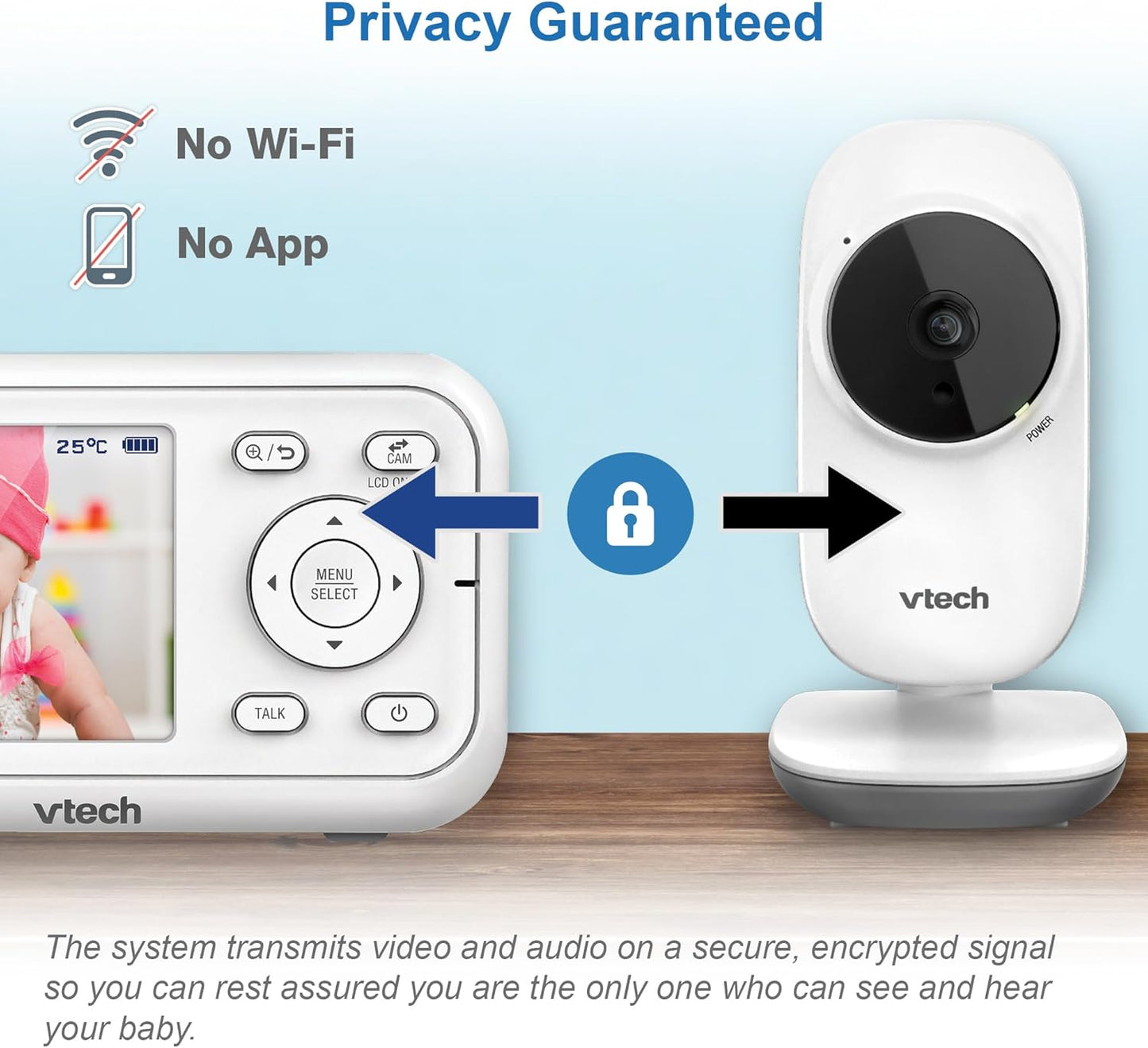 VM3250 Video Baby Monitor with Camera,300M Long Range, Baby Monitor with 2.8" LCD Screen,Up to 19-Hr Video Streaming,Night Vision,Secured Transmission,Temperature Sensor,Soothing Sounds,2X Zoom