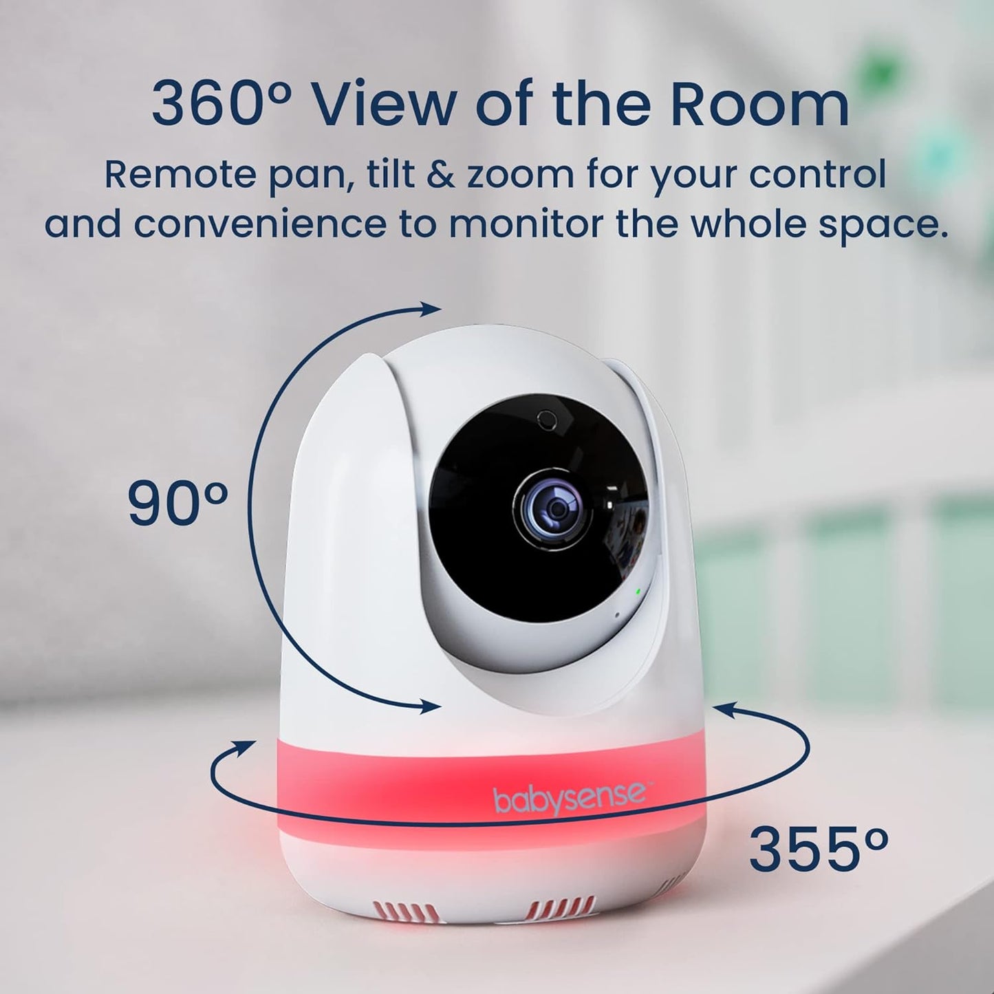 5.5” 1080P Full HD Split-Screen Baby Monitor, Video Baby Monitor with Camera and Audio, PTZ Camera, RGB Night Light, 300M Range, Two-Way Audio, 4X Zoom, 5000Mah Battery