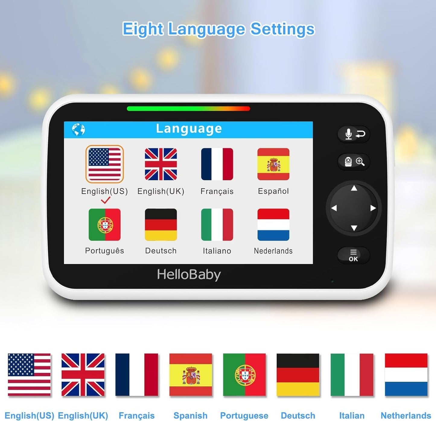 Monitor with Camera and Audio, 5'' Large Screen with 3500Mah Battery, Remote Pan-Tilt-Zoom Camera, Two-Way Talk, Eco-Mode, Auto-Night Vision, Range up to 960Ft and No Wifi
