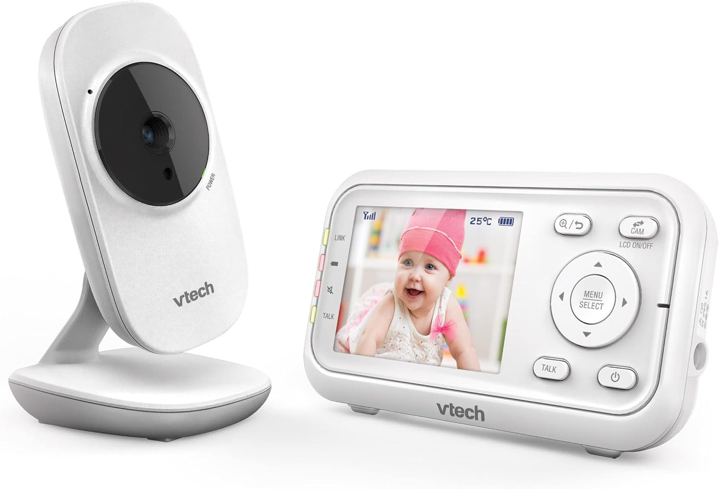 VM3250 Video Baby Monitor with Camera,300M Long Range, Baby Monitor with 2.8" LCD Screen,Up to 19-Hr Video Streaming,Night Vision,Secured Transmission,Temperature Sensor,Soothing Sounds,2X Zoom