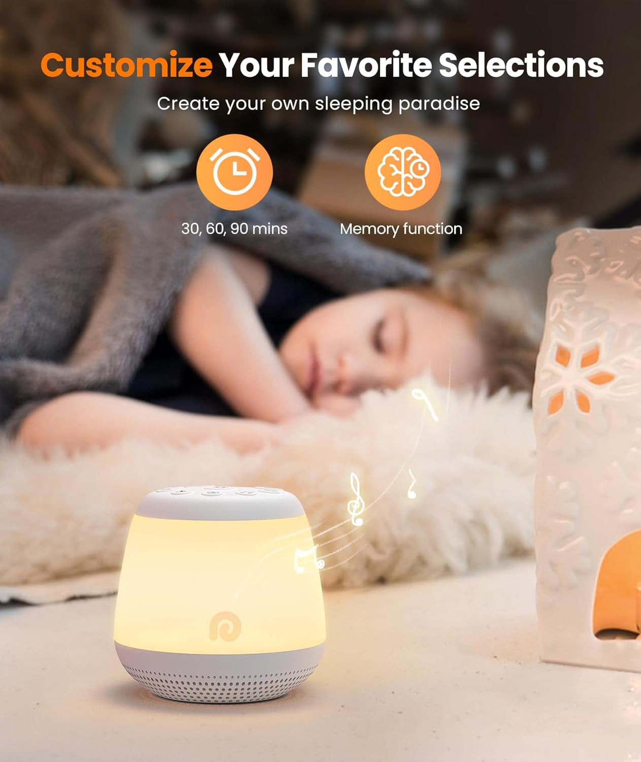 White Noise Machine, Portable Sound Machine with 8 Night Light for Baby Kids, White Noise Sound Machine with 24 Sounds, Pink&White Noise for Sleep Nursery Travel, Baby&Toddler Sleep Aid Gift