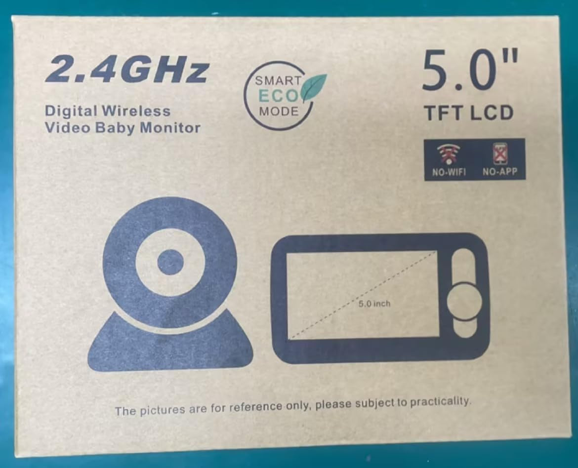 Monitor with Camera and Audio, 5'' Large Screen with 3500Mah Battery, Remote Pan-Tilt-Zoom Camera, Two-Way Talk, Eco-Mode, Auto-Night Vision, Range up to 960Ft and No Wifi