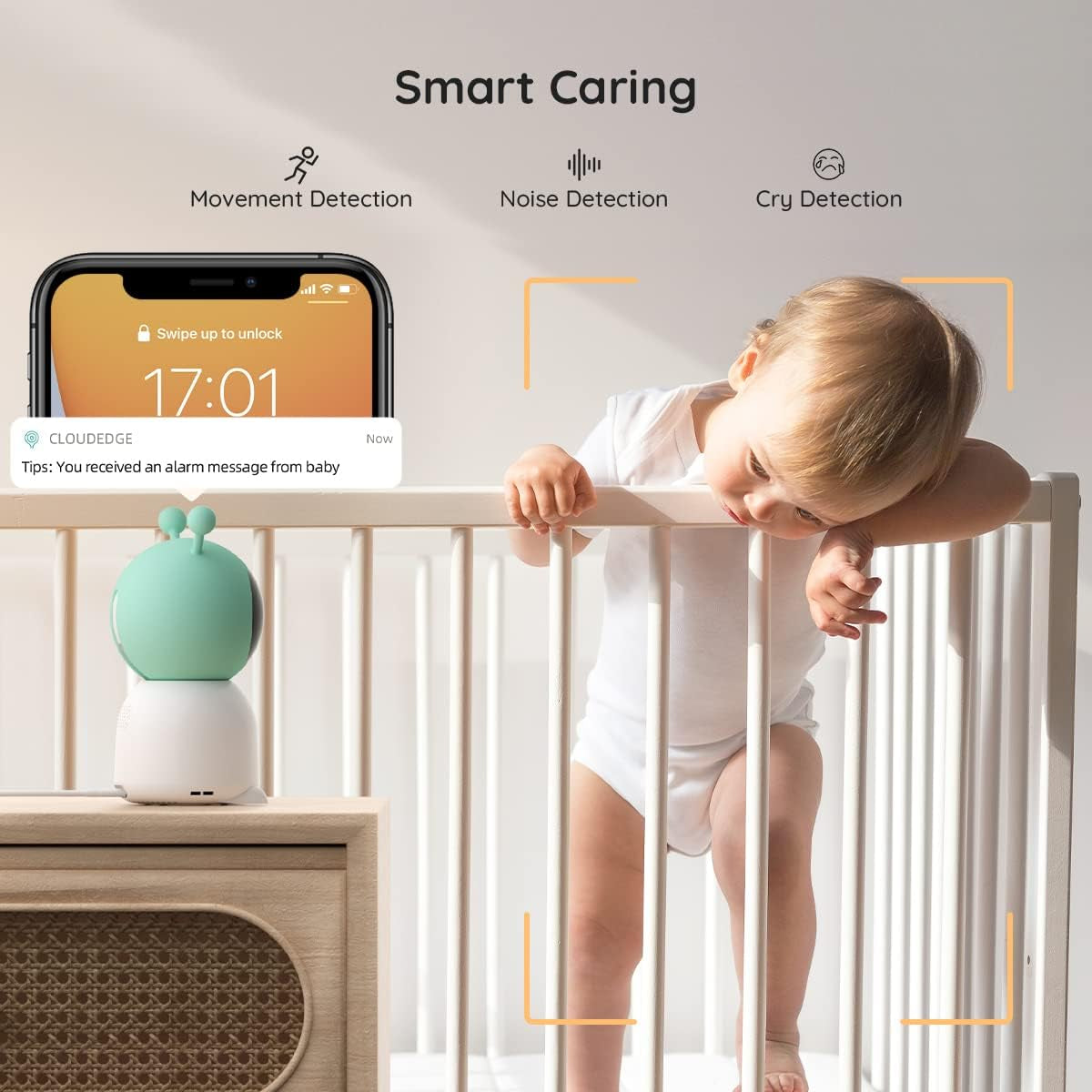 2K Wifi Video Baby Monitor, App & 5'' Screen Control, Night Light, Motion&Cry Detection, PTZ, Auto Tracking, 3000Mah Battery,Humidity & Temperature Sensor, Baby Monitor with Camera Night Vision