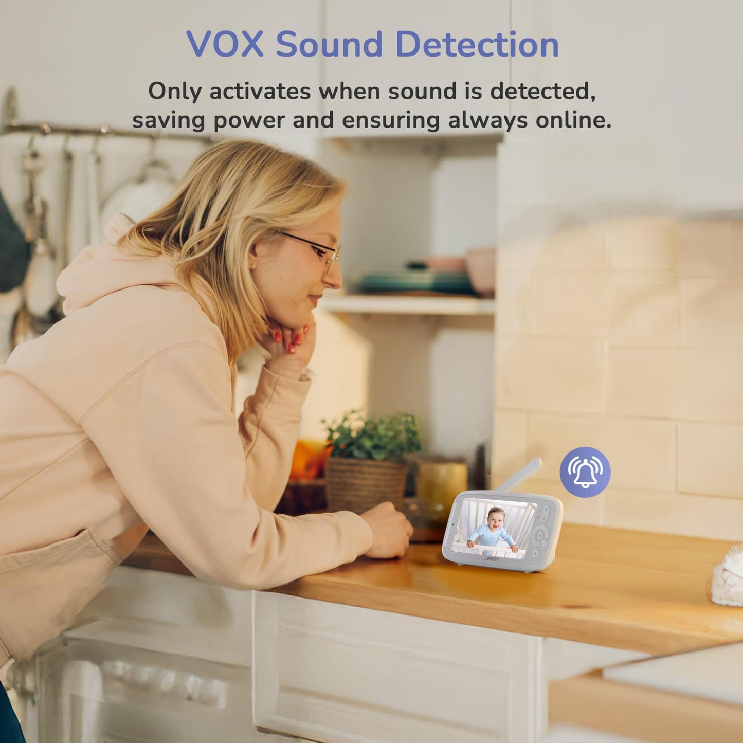 2K Wifi Smart Video Baby Monitor with Camera, Phone App & 5'' Screen Control, Motion & Cry Detection, Night Vision, Two-Way Talk, Lullabies, Temperature Sensor, 3050Mah Battery, 360° PTZ
