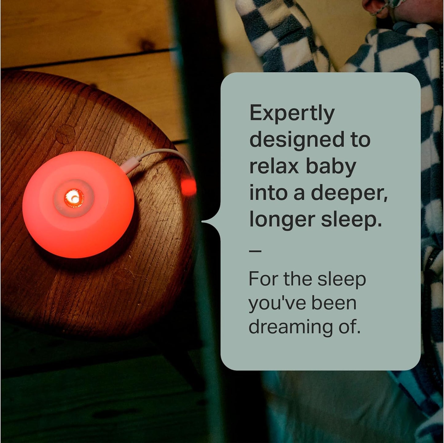 Dreammaker Baby Sleep Aid, Developed with Scientists, LED Red Nightlight, Adjustable Brightness and Pulsing Glow, Automatic Crysensor Soothes with Pink Noise