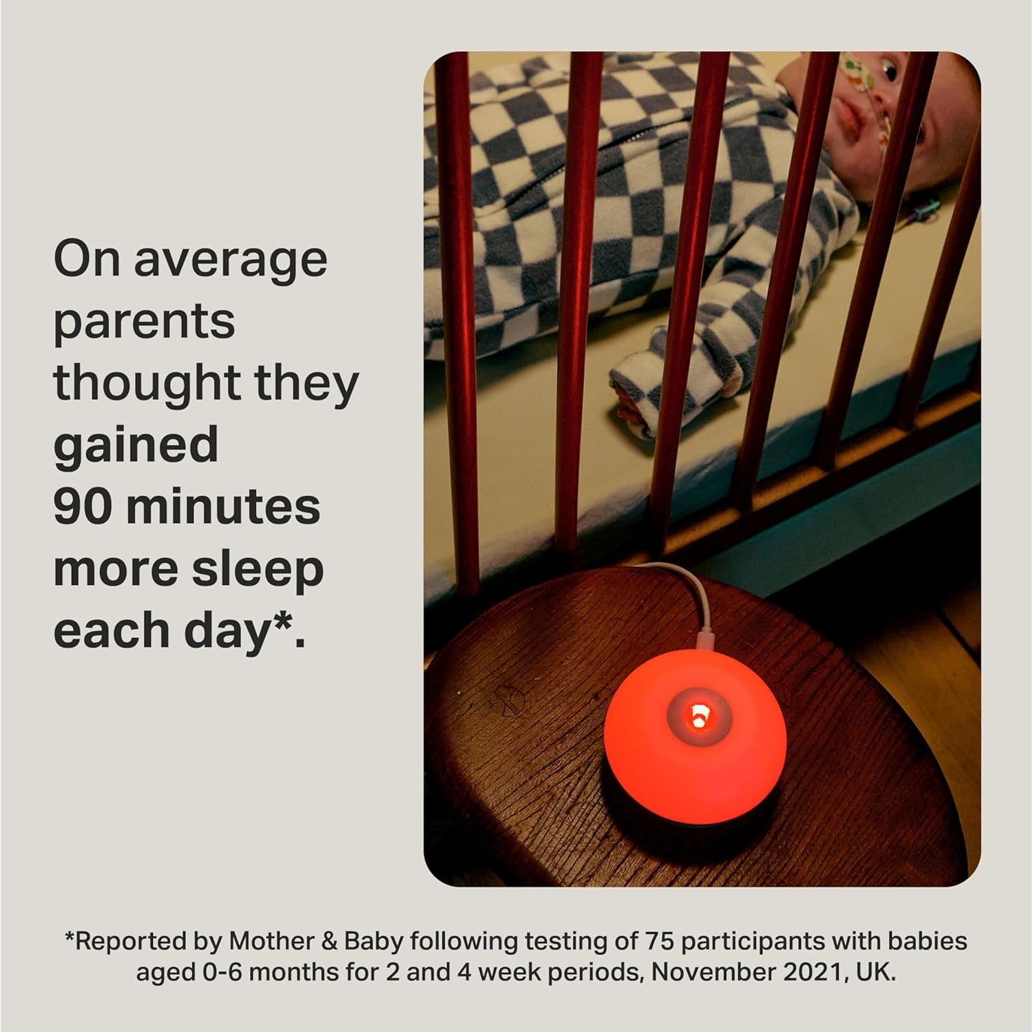 Dreammaker Baby Sleep Aid, Developed with Scientists, LED Red Nightlight, Adjustable Brightness and Pulsing Glow, Automatic Crysensor Soothes with Pink Noise