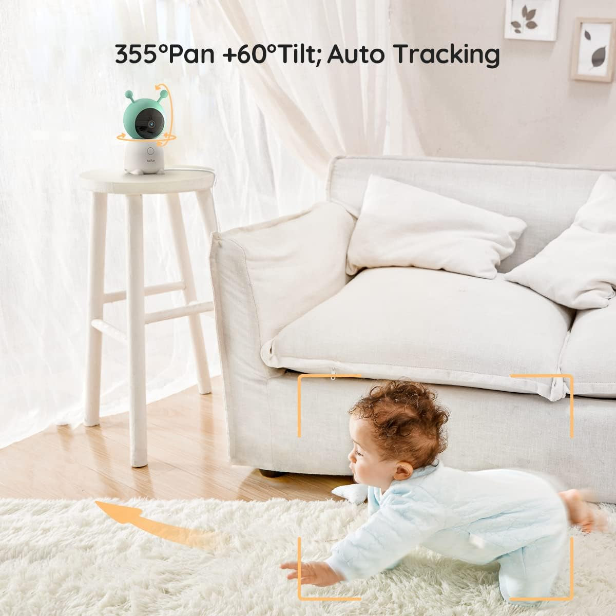 2K Wifi Video Baby Monitor, App & 5'' Screen Control, Night Light, Motion&Cry Detection, PTZ, Auto Tracking, 3000Mah Battery,Humidity & Temperature Sensor, Baby Monitor with Camera Night Vision