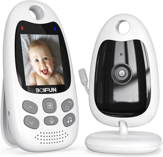 Baby Monitor with Camera and Night Vision, No Wifi, Two-Way Audio, 720P, ECO Mode, Battery, 8 Lullabies, Feeding Reminder, Smart Temperature Sensor, 2'' Screen, Elder/Pet, Video Baby Camera