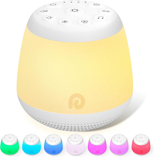 White Noise Machine, Portable Sound Machine with 8 Night Light for Baby Kids, White Noise Sound Machine with 24 Sounds, Pink&White Noise for Sleep Nursery Travel, Baby&Toddler Sleep Aid Gift