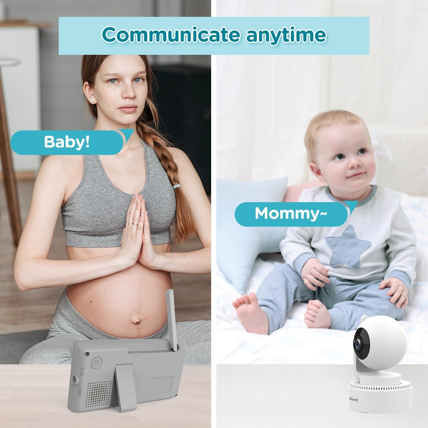Upgrade Baby Monitor with 29-Hour Battery, 4.3'' IPS Split-Screen Video Baby Monitor with Two Cameras and Audio, Remote Pan/Tilt/Zoom, Two-Way Talk, Room Temperature, No Wifi, 2X Zoom